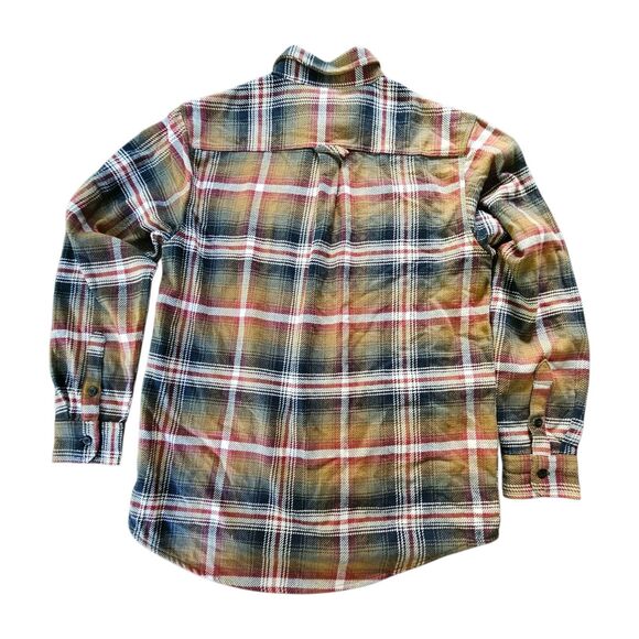 Orvis Flannel Shirt Mens Medium Plaid Heavyweight Cotton Shacket Jacket Grunge - Picture 2 of 7